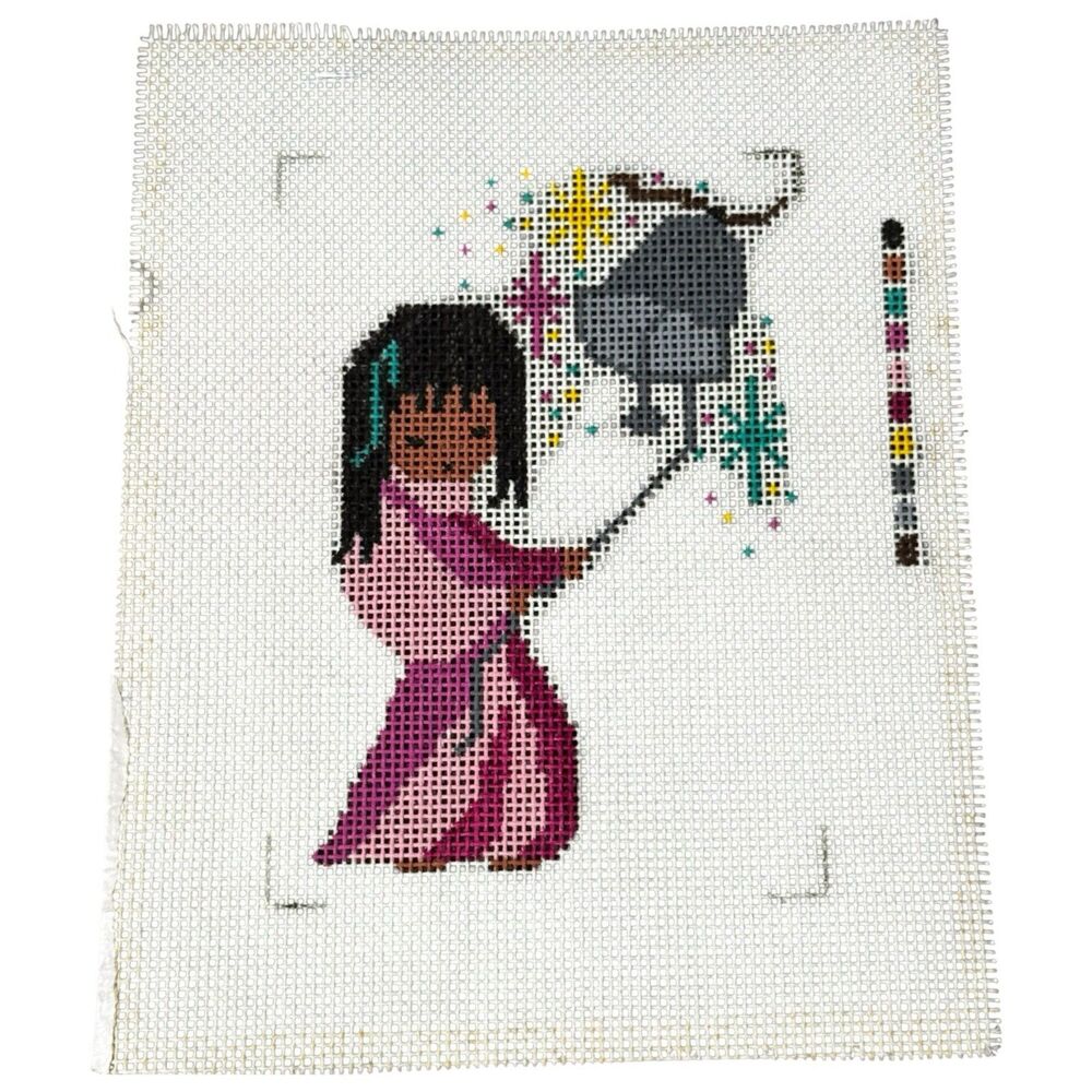 DeGrazia Girl Ringing Bell Needlepoint Sundance Designs Cassandra & Tish VTG